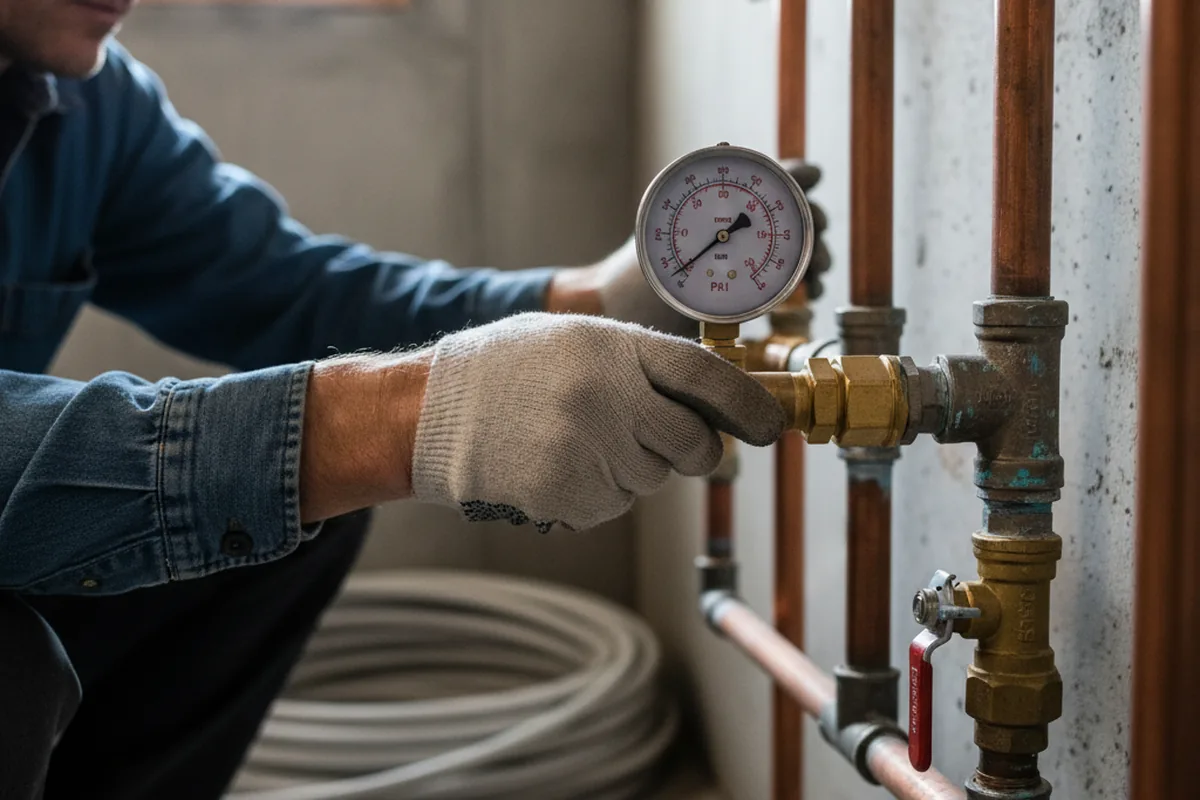 Pressure testing a repaired line during Water Line Repair in Arkport